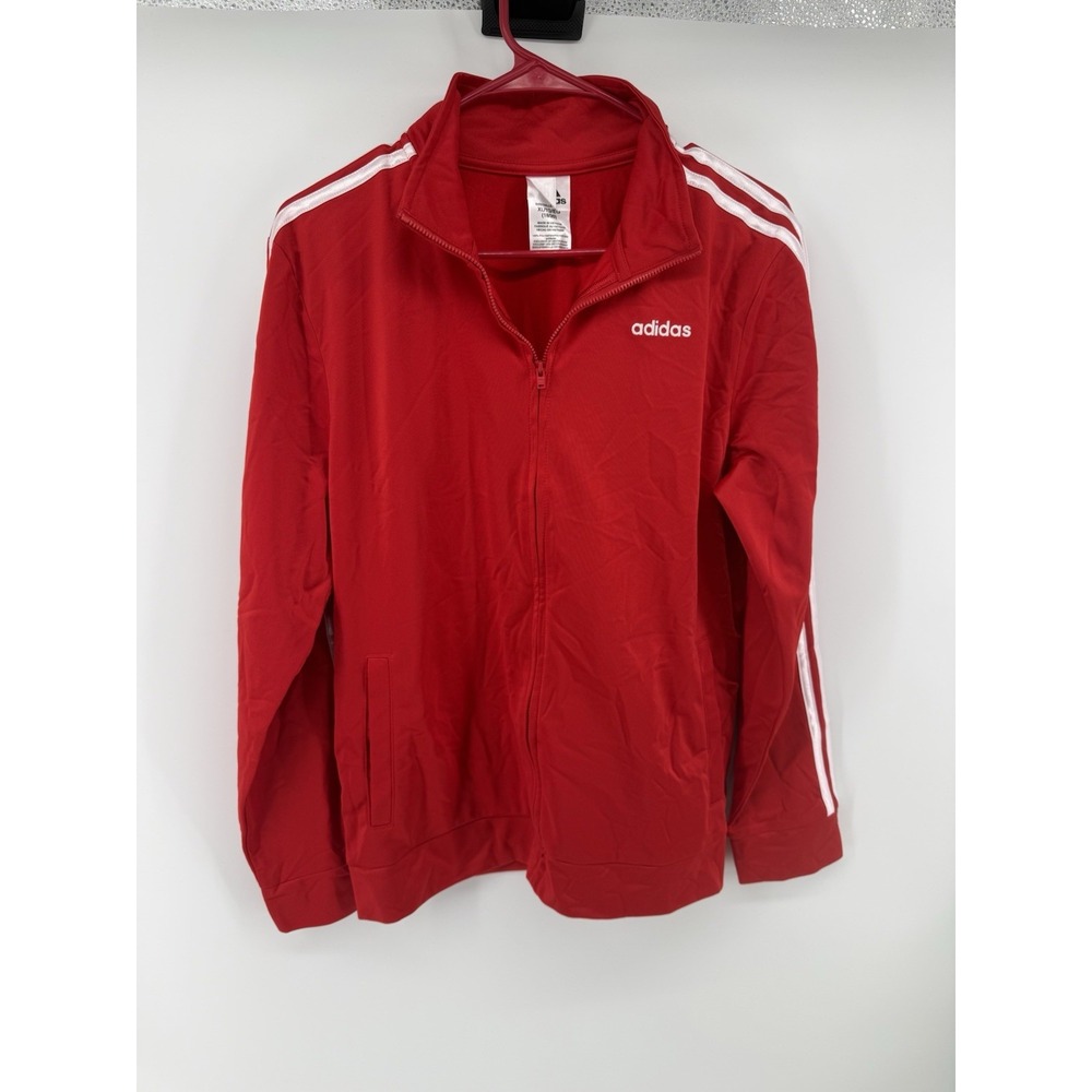 Adidas Kids XL 18/20 Red 3 Stripe Track Jacket Full Zip Youth Boys